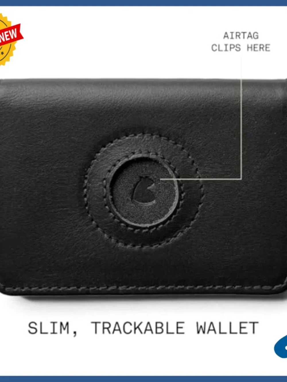 Slim Leather Wallet with Apple AirTag Slot, Bifold Design, Holds Cards & Cash